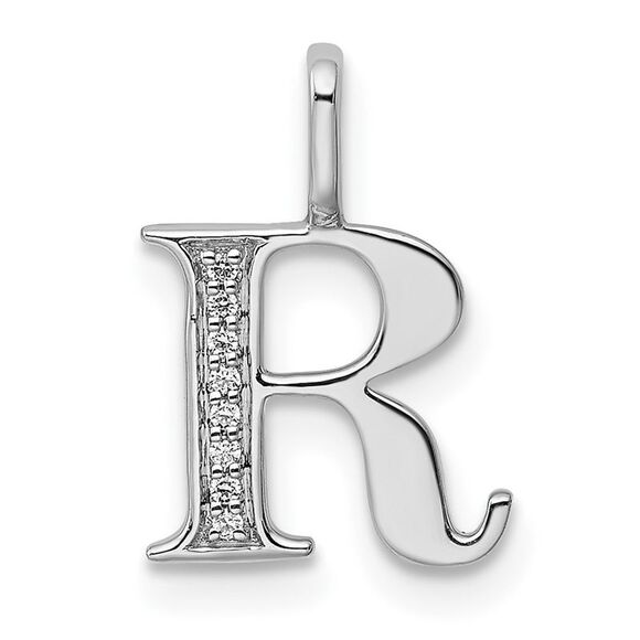 Kazi Luxury 14K White Gold Diamond Letter R Initial Pendant